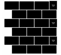 vidaXL Subway Tile 10pcs Black 12x12 Inch Polyurethane and PET Bathroom Rectangle Waterproof Decorative Tile DIY Heat Resistant Mould Resistant Self Adhesive