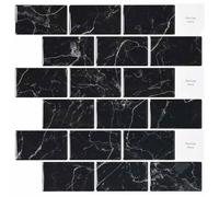 vidaXL Subway Tile 10pcs Black Marble 30.5 x 30.5 cm Bathroom Rectangle Waterproof Decorative Tile DIY Heat Resistant Mould Resistant Self Adhesive
