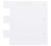 vidaXL Subway Tile 10pcs White 30.5 x 30.5 cm Polyurethane and PET Bathroom Rectangle Waterproof Decorative Tile DIY Heat Resistant Mould Resistant Self Adhesive