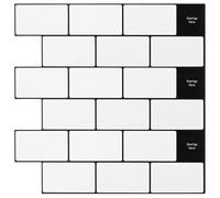 vidaXL Subway Tile 10pcs White Black 12x12 Inch Bathroom Rectangle Waterproof Decorative Tile DIY Heat Resistant Mould Resistant Self Adhesive