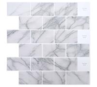 vidaXL Subway Tile 20 pcs White Marble 30 x 30 cm Polyurethane and PET