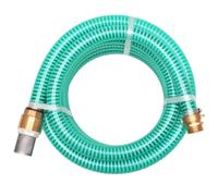 'vidaXL Suction Hose Kit with Brass Connectors, 7m Length, 25mm Inner Diameter, Green, Suitable for Domestic Waterworks and Garden Pumps