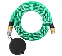 vidaXL Suction Hose Garden Pipe - 3m, Brass Connectors, PVC, 1" Inner Diameter, 6 Bar Working Pressure, Included Float Kit, Green