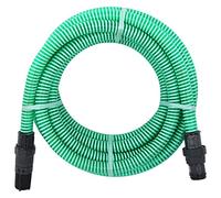 vidaXL Suction Hose with PVC Connectors - 10m Green Hose for Domestic Waterworks, Garden Pumps, Water Filters - Equipped with Foot Valve and Strainer