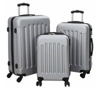 vidaXL suitcase set 3 piece hard shell silver polycarbonate 20 inch 24 inch 28 inch luggage durable with combination locks lightweight travel accessories bags