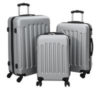 vidaXL suitcase set 3 piece hard shell silver polycarbonate 20 inch 24 inch 28 inch luggage durable with combination locks lightweight travel accessories bags