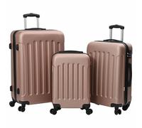 vidaXL Suitcase Set 3 Piece Hard Shell Rose Gold Polycarbonate 20" 24" 28" Lightweight Carry-on Luggage Carry-on Expandable Stylish Modern Rose Gold