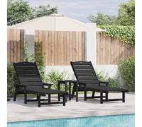 vidaXL Sun Lounger 2 pcs Black 195.5 x 53 x 98.5 cm Polyethylene