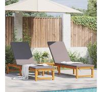 vidaXL Sun Lounger 2 pcs Brown 53 x 202 x 89cm Solid Acacia wood
