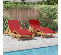 vidaXL Sun Lounger 2-person 3 pcs Red 40 x 40 x 40cm Solid Acacia wood