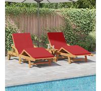 vidaXL Sun Lounger 3 pcs Red 200 x 67 x 84 cm Solid Acacia Wood