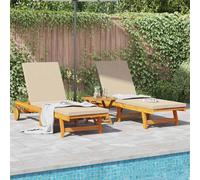 VidaXL Sun Lounger 3 Pcs Solid Wood Brown