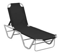 vidaXL Sun Lounger Aluminium and Textilene Black UK
