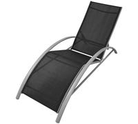 vidaXL Sun Lounger Aluminium Black, Black