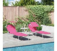 vidaXL Sun Lounger Folding 2 pcs Pink 58 x 188 x 77cm Polyester