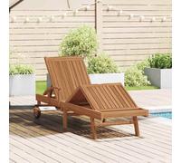 Sun lounger Solid teak wood Brown 195x59x78.5cm Foldable with cushion Adjustable