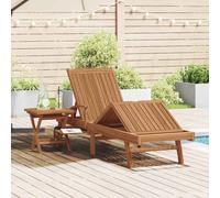 vidaXL Sun lounger Folding with Cushion 2 pcs Brown Solid Teak Wood