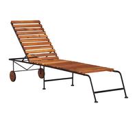 vidaXL Sun Lounger, Outdoor Reclining Chair with Steel Legs, Deck Chair with Whe