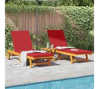 vidaXL Sun Lounger Reclining 2-person 2 pcs Brown Solid Acacia Wood