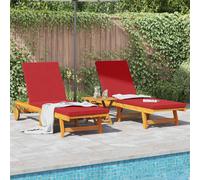 vidaXL Sun Lounger Reclining 2-person 2 pcs Brown Solid Acacia Wood