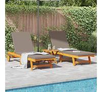 vidaXL Sun Lounger Reclining 2-person 3 pcs Brown Solid Acacia Wood