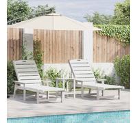 vidaXL Sun Lounger Reclining 3 pcs White Polyethylene