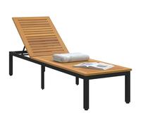 Sun Lounger Black 200x55x35 cm Solid Wood Acacia
