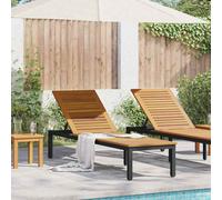 Sun Lounger Black 200x55x35 cm Solid Wood Acacia