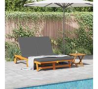 Sun Lounger Reclining Solid Acacia Wood Garden Furniture Outdoor Sunbed vidaXL