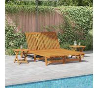 vidaXL Sun Lounger Reclining Brown Solid Acacia Wood