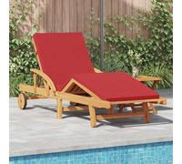 vidaXL Sun Lounger Reclining Red 200 x 67 x 84cm Solid Acacia wood