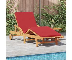 vidaXL Sun Lounger Reclining Red 200 x 67 x 84cm Solid Acacia wood