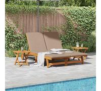 vidaXL Sun Lounger Reclining with Cushion Taupe Solid Acacia Wood