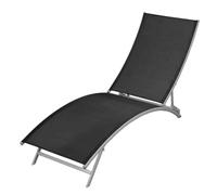 vidaXL Sun Lounger Steel and Textilene Black 02 UK HOT