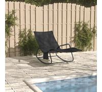 vidaXL Sun Lounger Steel and Textilene Black