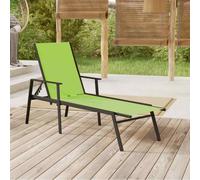 vidaXL Sun Lounger Steel and Textilene Fabric Green UK HOT
