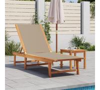 vidaXL Sun Lounger Taupe Solid Wood Acacia and Textilene, Brown