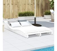 vidaXL Sun Lounger White 205x110x31.5 cm Solid Wood Pine