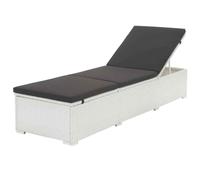 vidaXL Sun Lounger with Black Cushion Poly Rattan White UK
