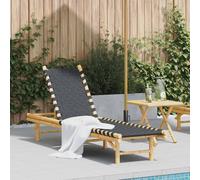 Sun Lounger Black & Brown 55x200x30 cm Bamboo & Polypropylene Fabric Outdoor