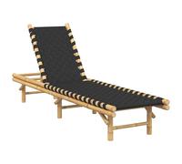 vidaXL Sun Lounger with Black Woven Webbing 55x200x30 cm Bamboo sunbed