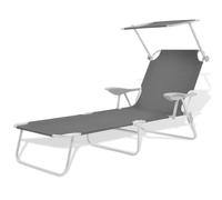 vidaXL Sun Lounger with Canopy Steel Black