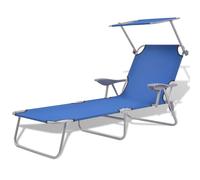 vidaXL Sun Lounger with Canopy Steel Blue