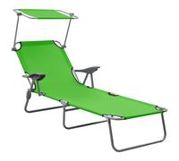vidaXL Sun Lounger with Canopy Steel Green