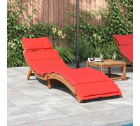 vidaXL Acacia Wood Sun Lounger with Red Cushion - Foldable Sunbed for Garden, Patio, Poolside - Weather-Resistant Outdoor Lounge Chair