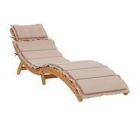 vidaXL Sun Lounger with Cushion Taupe Acacia Wood Solid Sun Lounger Outdoor Furniture Garden Lounger