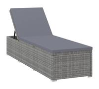 Sun Lounger with Seat Cushion Poly Rattan Pool Garden Adjustable Deck Chair