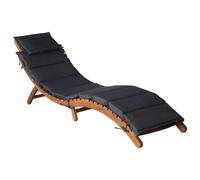 vidaXL Sun Lounger with Dark Grey Cushions Solid Wood Acacia UK
