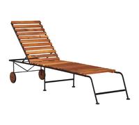 vidaXL Solid Acacia Wood Sun Lounger with Steel Legs Outdoor Recliner Chair