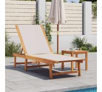 vidaXL Sun Lounger with Table Grey Solid Wood Acacia and Textilene